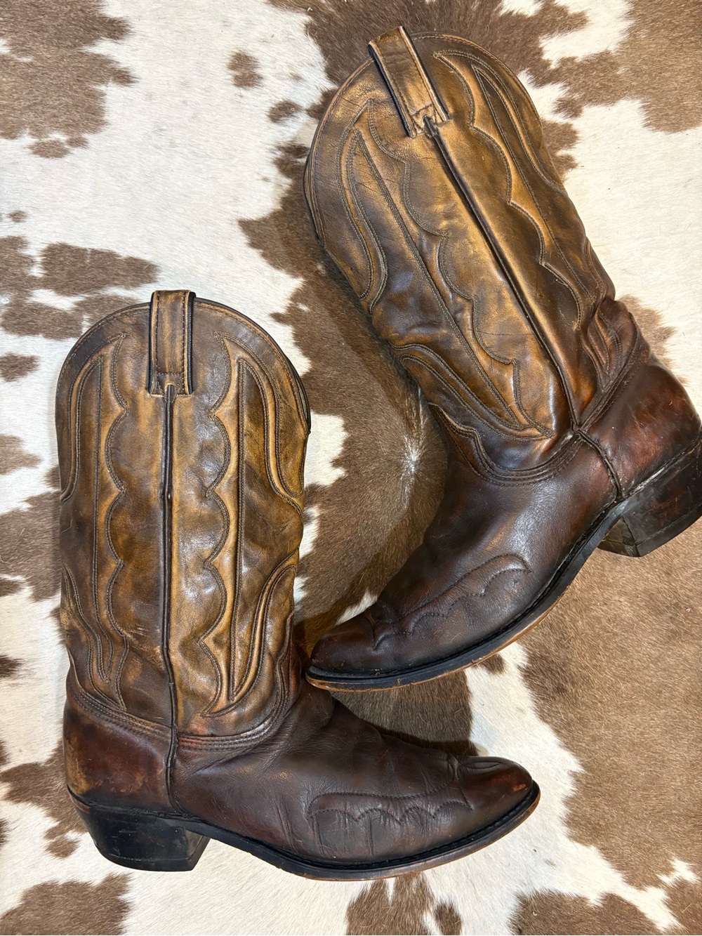 Wrangler Brown Leather Cowboy Boots